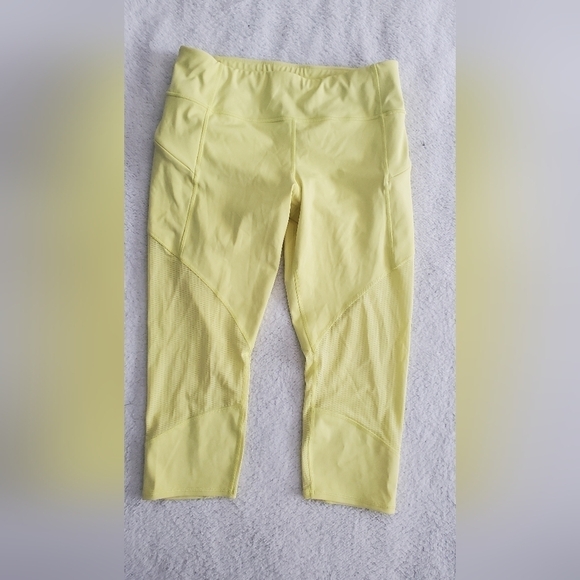 Athleta Yellow Mesh Contender Athletic 7/8 Leggings Size L - Picture 2 of 13